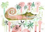 A crocodile on a bicycle