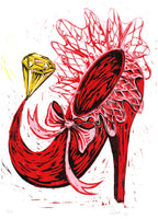 Isabel Rock, Dancing Shoe, Limited edition woodcut.