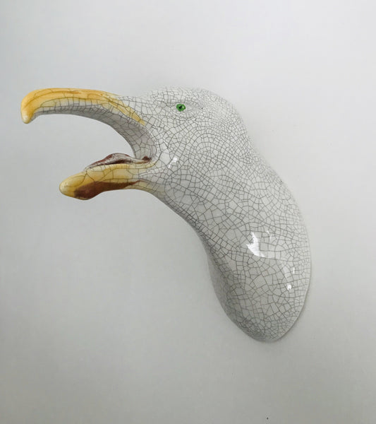 Ceramic Seagull Head by Jackie Summerfield (Open Beak)